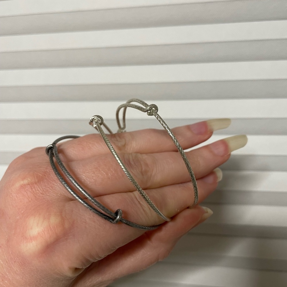Alex & Ani silver textured bangles set of 3